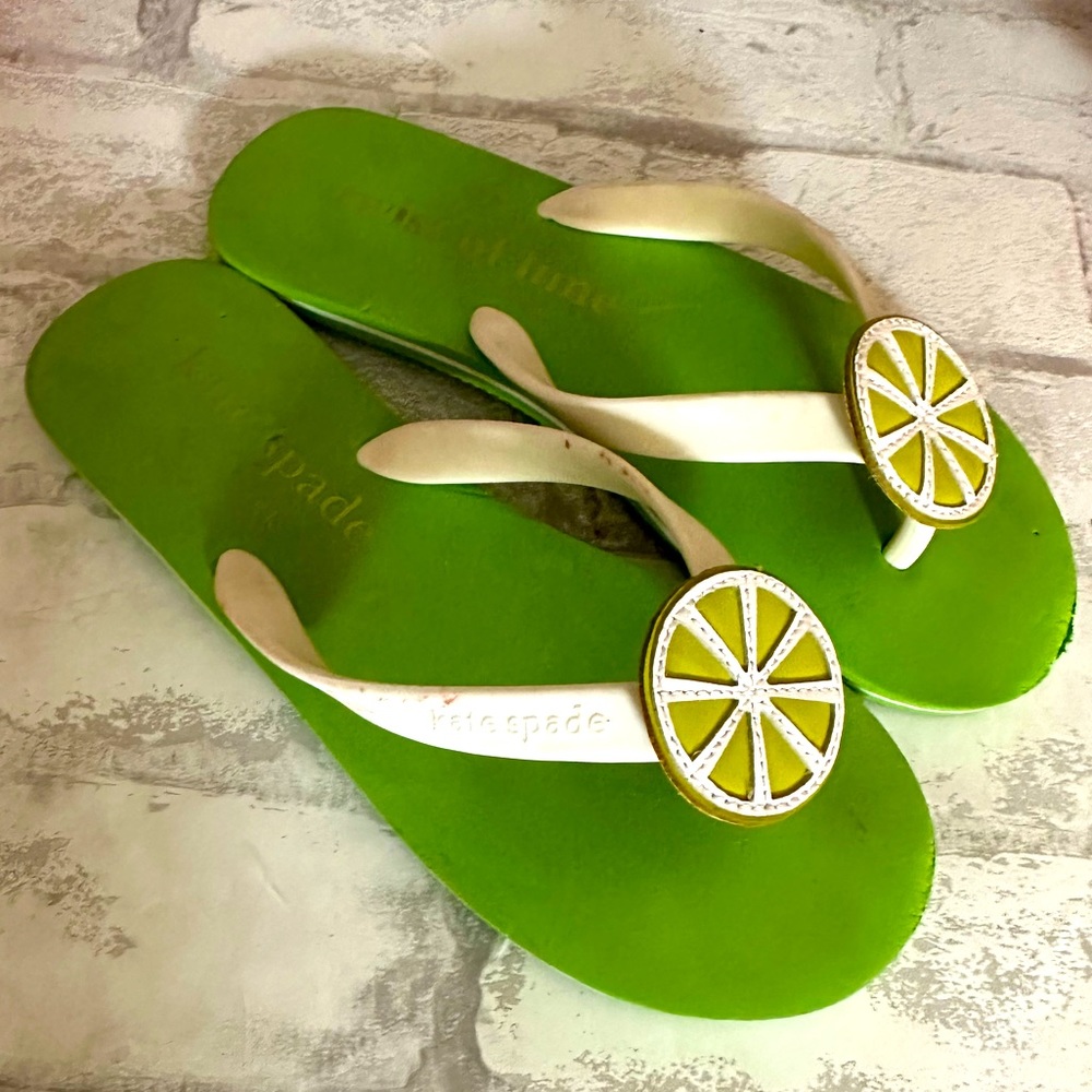 Kate Spade Twist of Lime 🥝🍋 Flip Flops Size 6 GUC